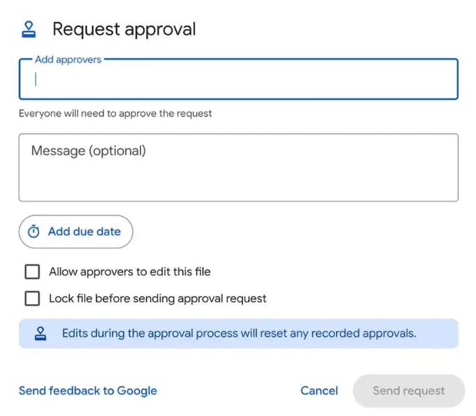 Google Doc request approval form