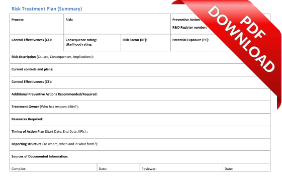 Risk Treatment plan template